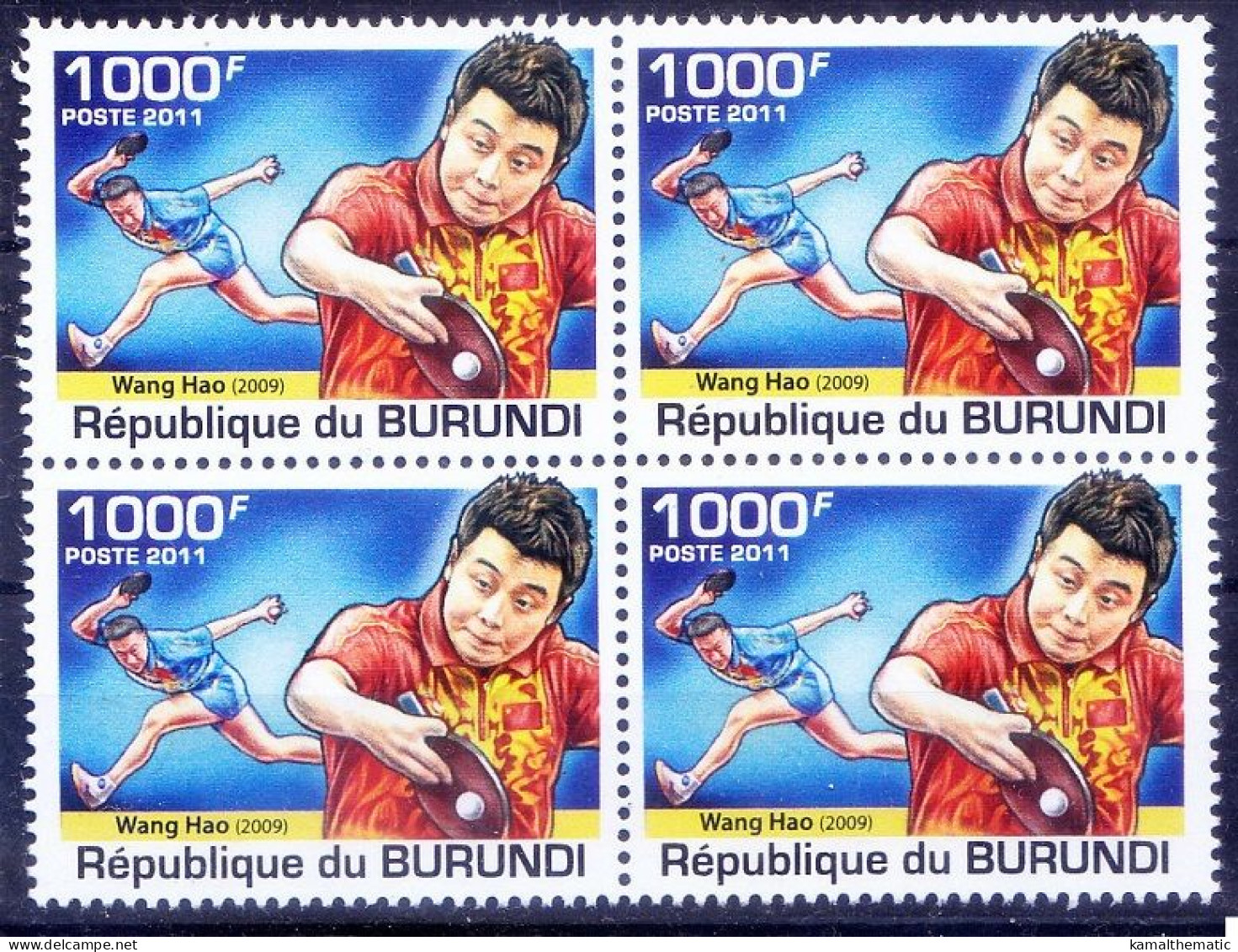 Wang Hao Retired Chinese Table Tennis WC China, Sports Burundi 2011 MNH In Blk - Tafeltennis