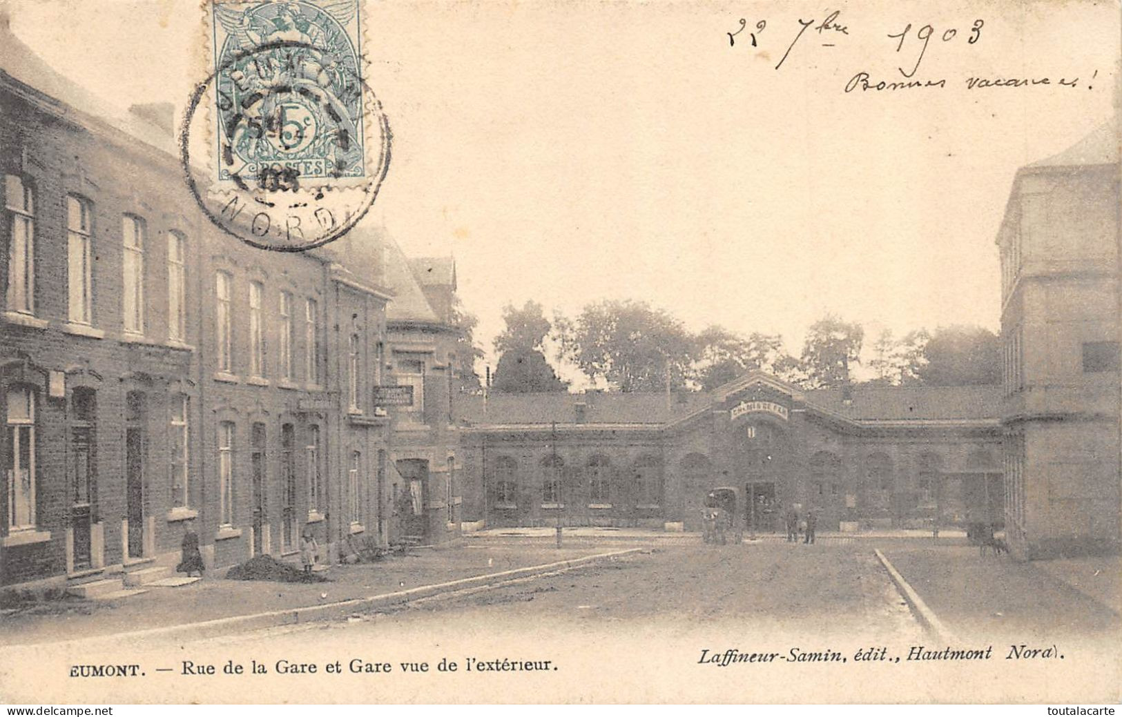 CPA 59 JEUMONT RUE DE LA GARE ET VUE DE L'EXTERIEUR Témoignage Du Quartier Avant Les Bombardements - Jeumont