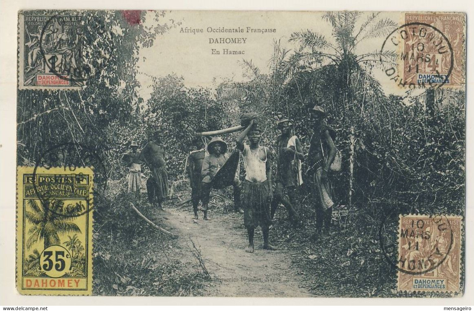 (P87) DAHOMEY Y&T N°6+7 X2+8+18 X2+19+29 - CARTE POSTALE RECOMMANDEE COTONOU = UK 1901 - Lettres & Documents