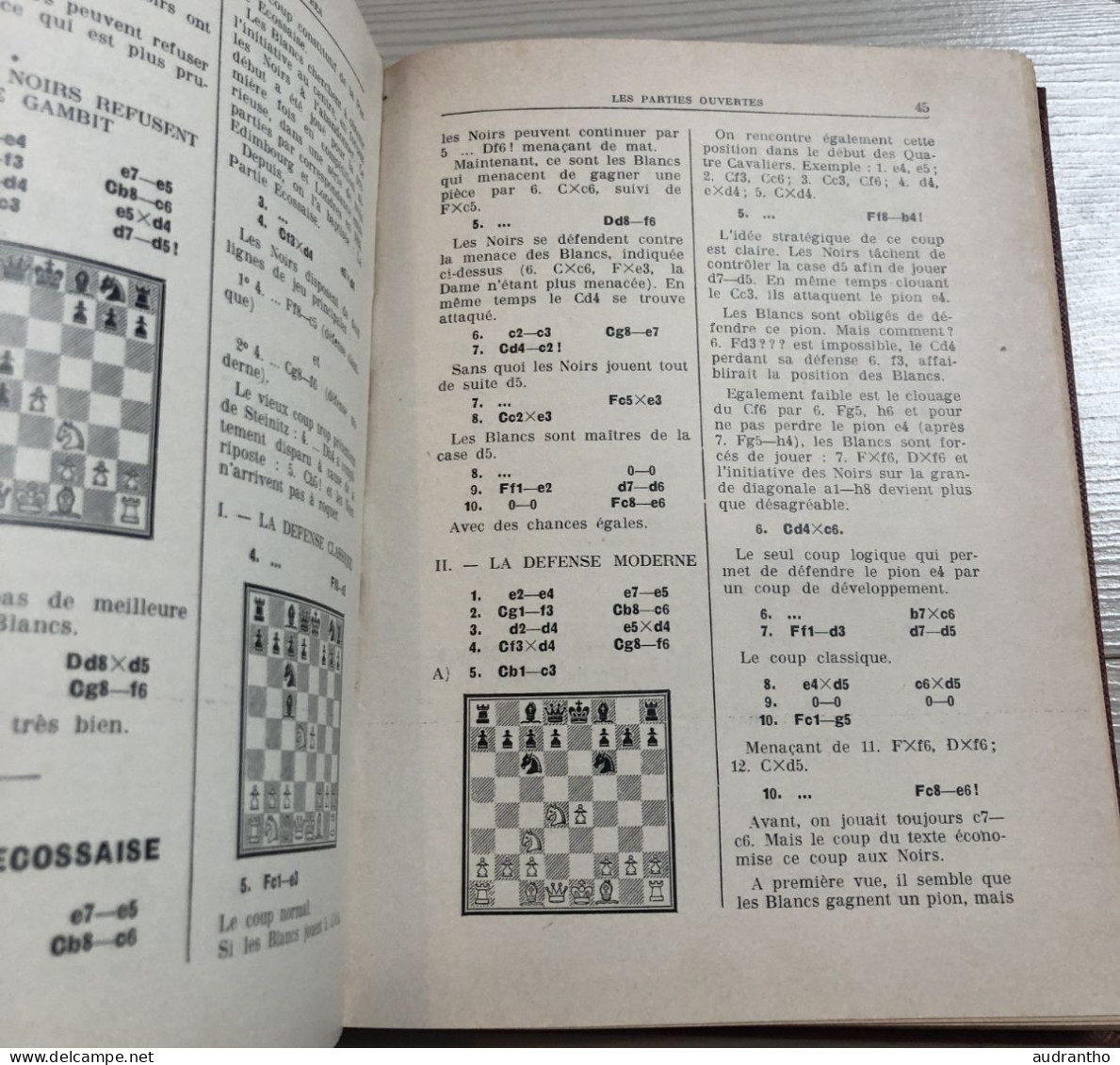 La pratique moderne des ouvertures dans la partie d'échecs V. Khan P. Biscay éditions Le triboulet Monaco 1954