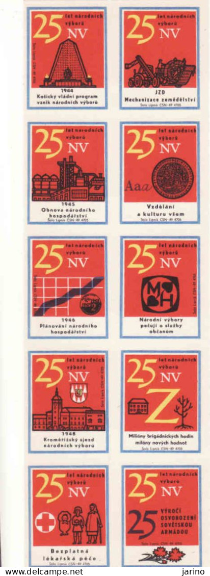 Czechoslovakia - Czechia 10 Matchbox Labels, 25 Years Of The Town Hall - Boites D'allumettes - Etiquettes