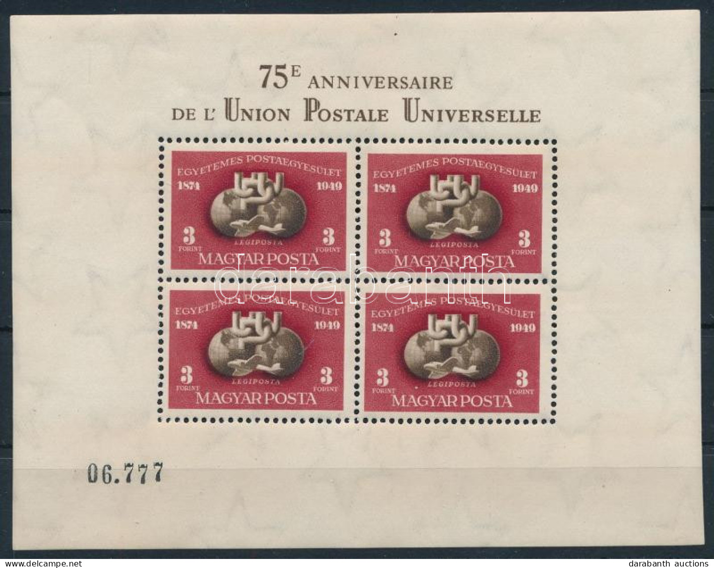 ** 1950 UPU Blokk (180.000) ( Jelentéktelen Ráncok / Very Light Creases) - Autres & Non Classés