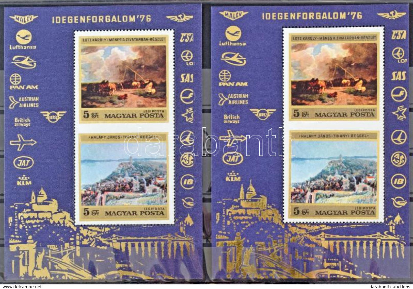 ** 1976 Idegenforgalom Blokk, A Jobb Oldali ábrák (légitársasági Emblémák) Jobb Oldalon és Az Alsó Kép Alul Hiányosak. L - Sonstige & Ohne Zuordnung