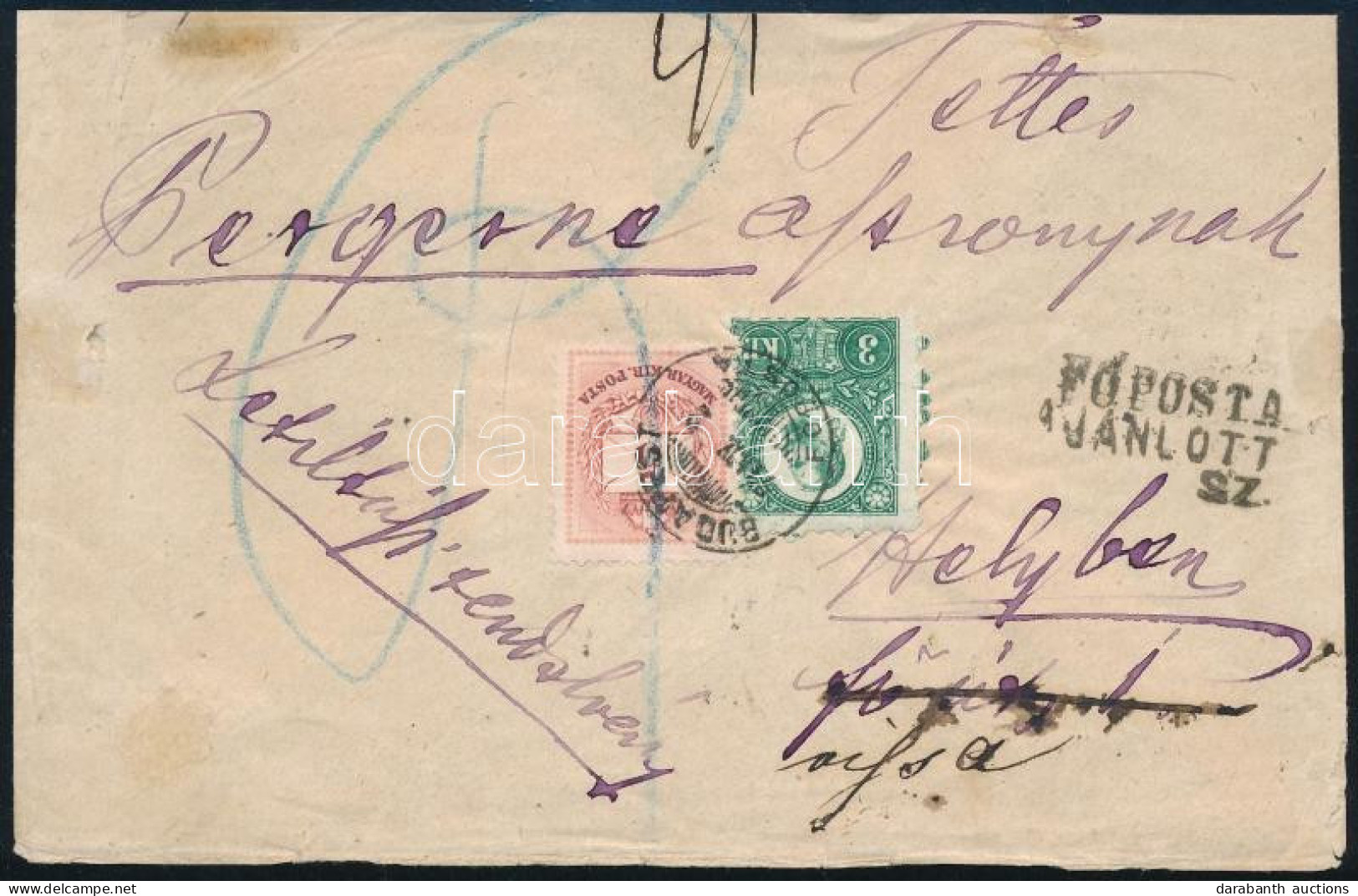 1874 Ajánlott Helyi Levél Réznyomat 3kr + Színesszámú 5kr Vegyes Bérmentesítéssel "BUDAPEST / FŐPOSTA" Hátoldalán Orbán  - Sonstige & Ohne Zuordnung