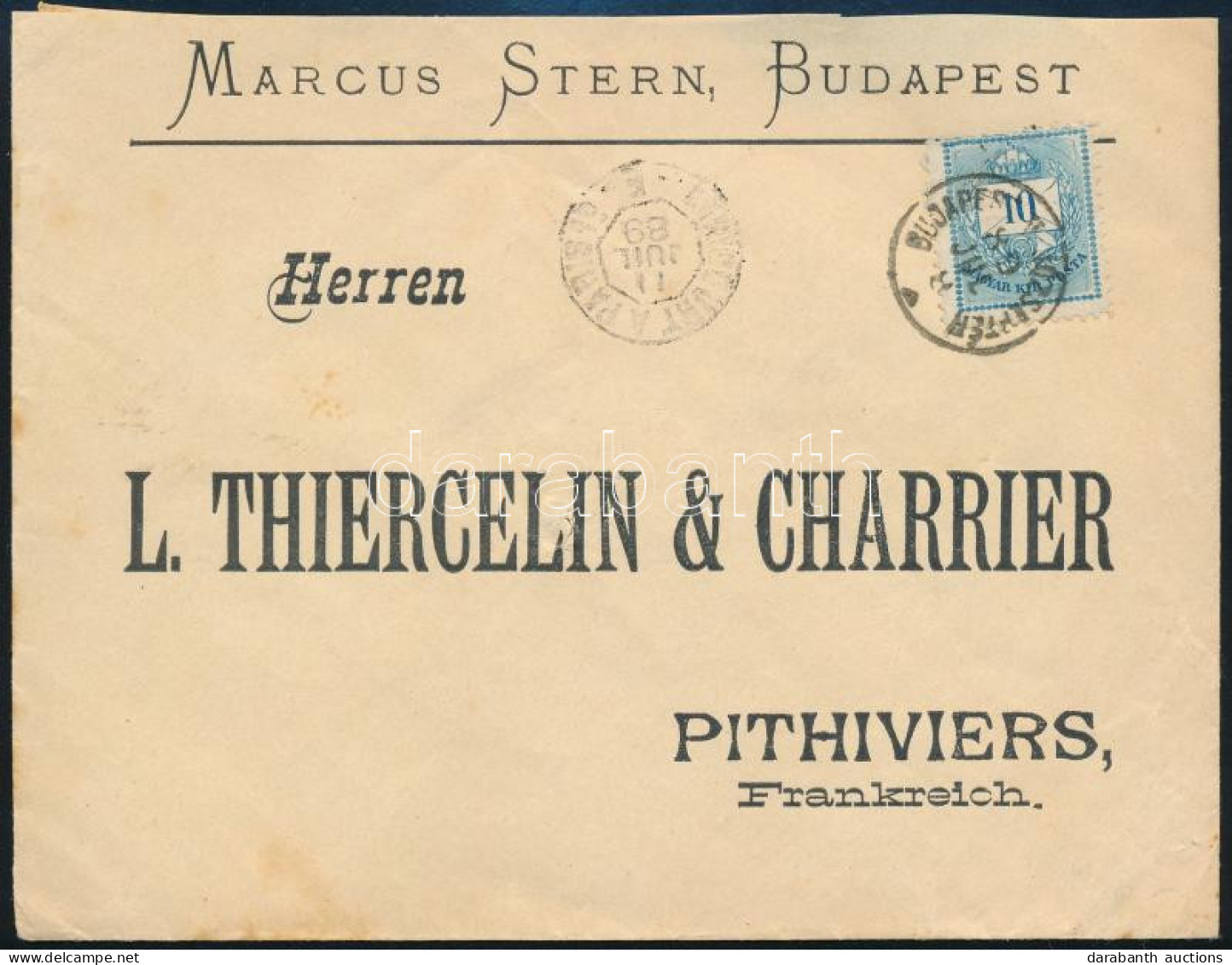 1889 Levél 1881-es 10kr Bérmentesítéssel "BUDAPEST JÓZSEFTÉR" Franciaországba Küldve - Autres & Non Classés