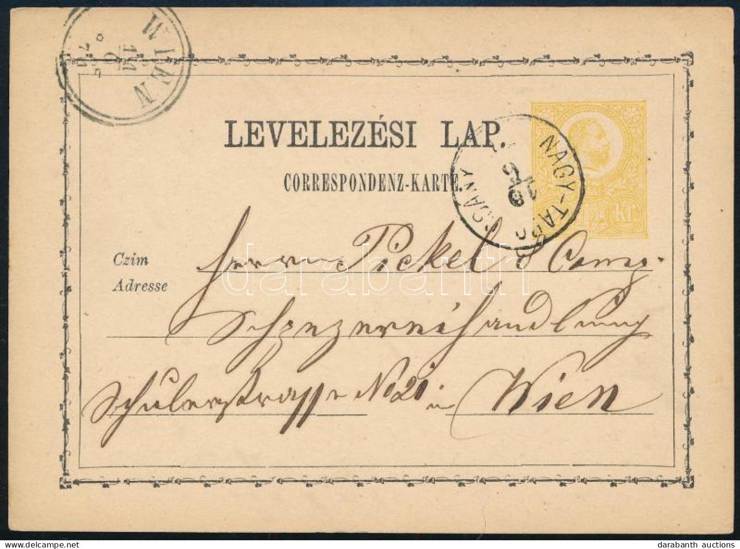 1871 2kr Díjjegyes Levelezőlap / PS-card "NAGY-TAPO(L)CSÁNY" - "WIEN" (Gudlin 150 P) - Sonstige & Ohne Zuordnung