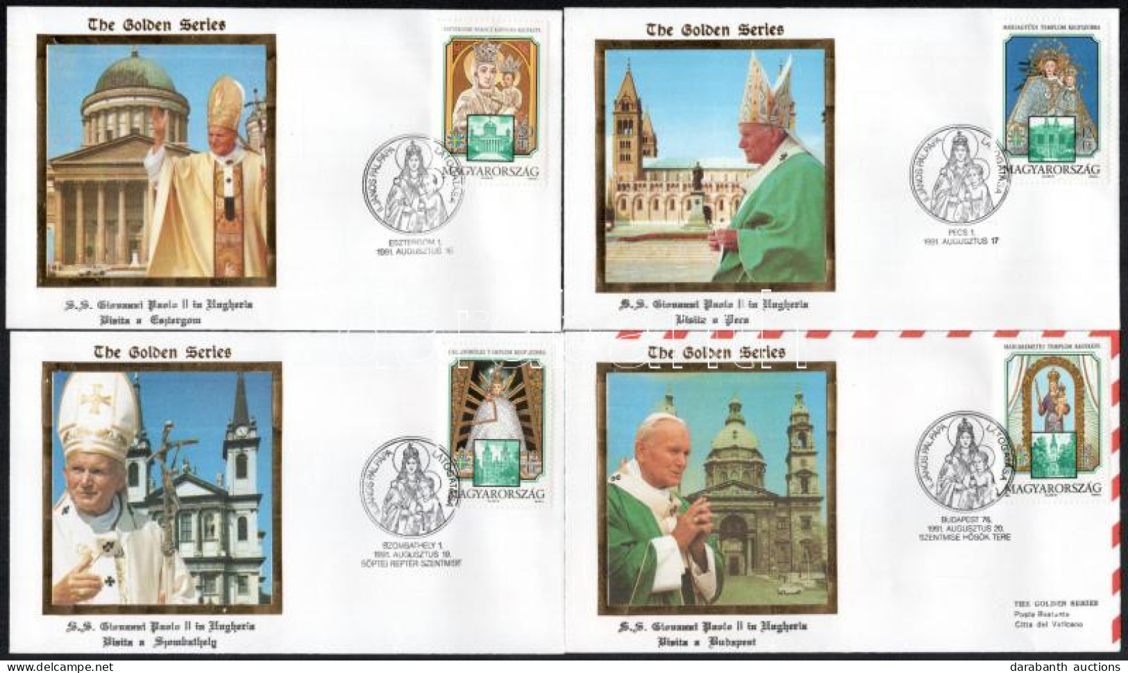HUNGÁRIKA: Vatikán 1991 6 Db Vatikáni Kiadású Alkalmi Boríték A Mária Kegyhelyek Sorozat Bélyegeivel, A Pápalátogatás Ma - Other & Unclassified