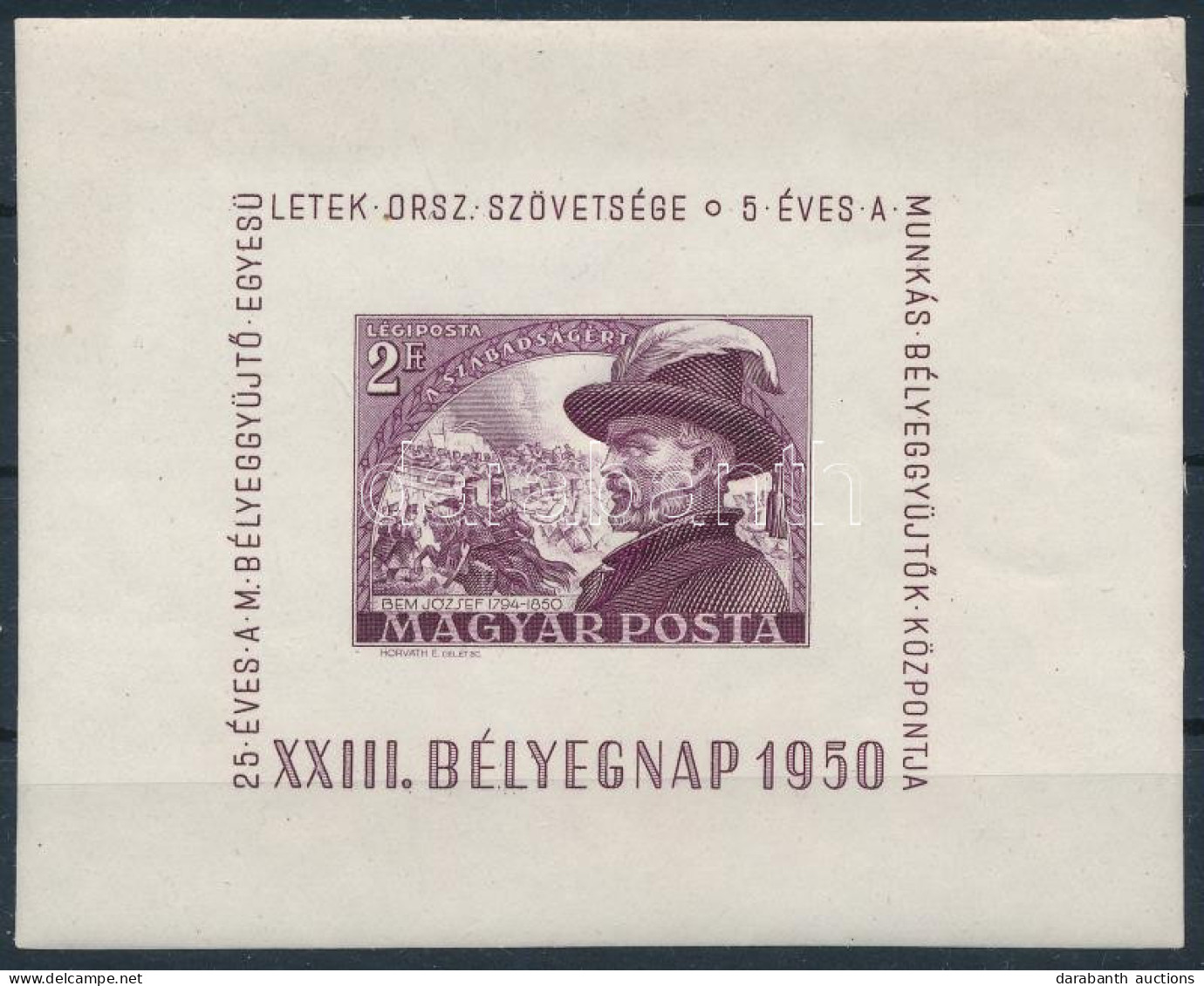 ** 1950 Bélyegnap (23.) - Bem Blokk (sarkán Pici Törés / Folded In The Corner) (12.000) - Autres & Non Classés