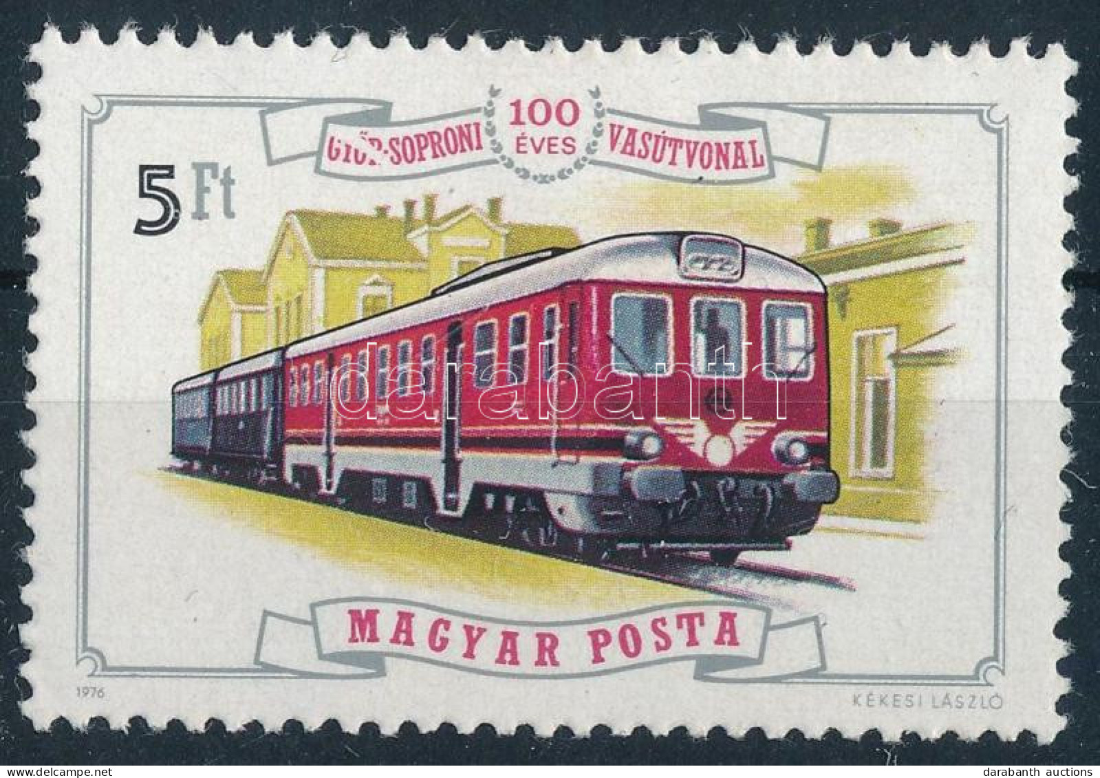 ** 1976 Győr-Sopron Vasút 5Ft "a GYŐR Feliratot Fehér Csík Vágja át" Rendkívül Ritka Lemezhiba (apró Betapadás / Small G - Otros & Sin Clasificación