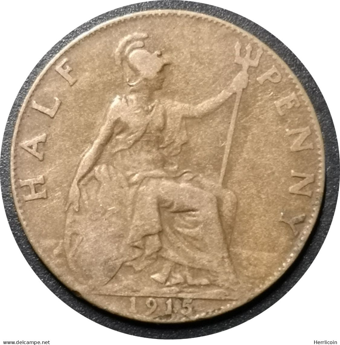 Monnaie Royaume Uni - 1915 - Half Penny George V 1re Effigie, Large Tête - C. 1/2 Penny