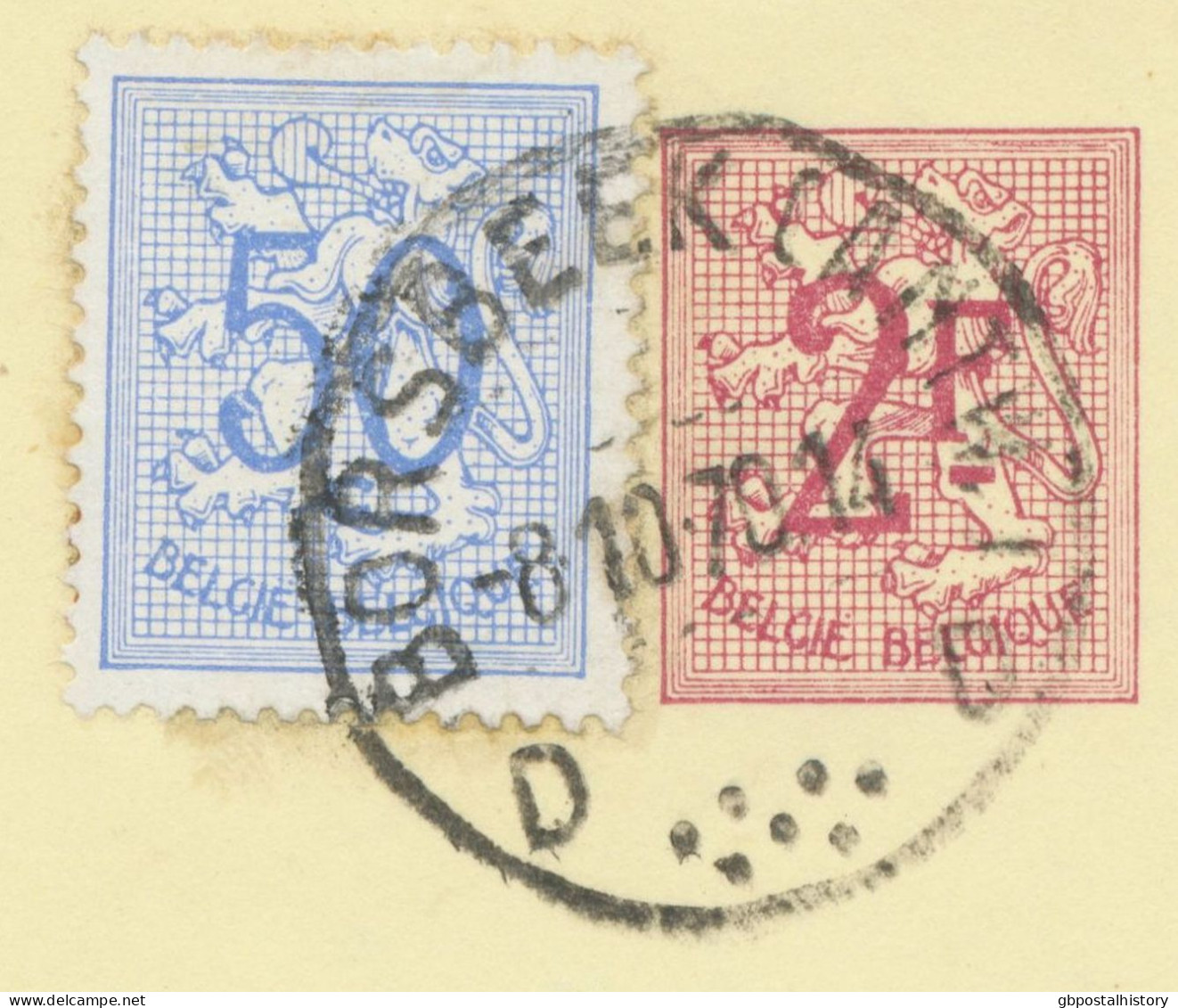 BELGIUM VILLAGE POSTMARKS  BORSBEEK (ANTW.) D (Type II D Near To Circle) SC With Dots 1970 (Postal Stationery 2 F + 0,50 - Punktstempel