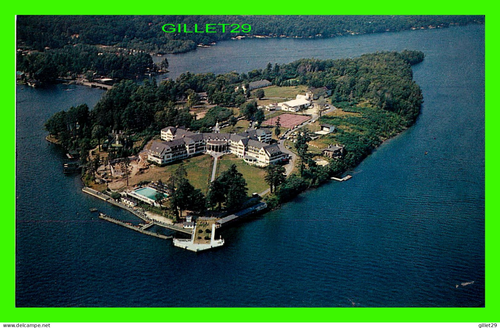 LAKE GEORGE, NY - AERIAL VIEW SHOWING SAGAMORE HOTEL - TICHNOR BROS INC - - Lake George