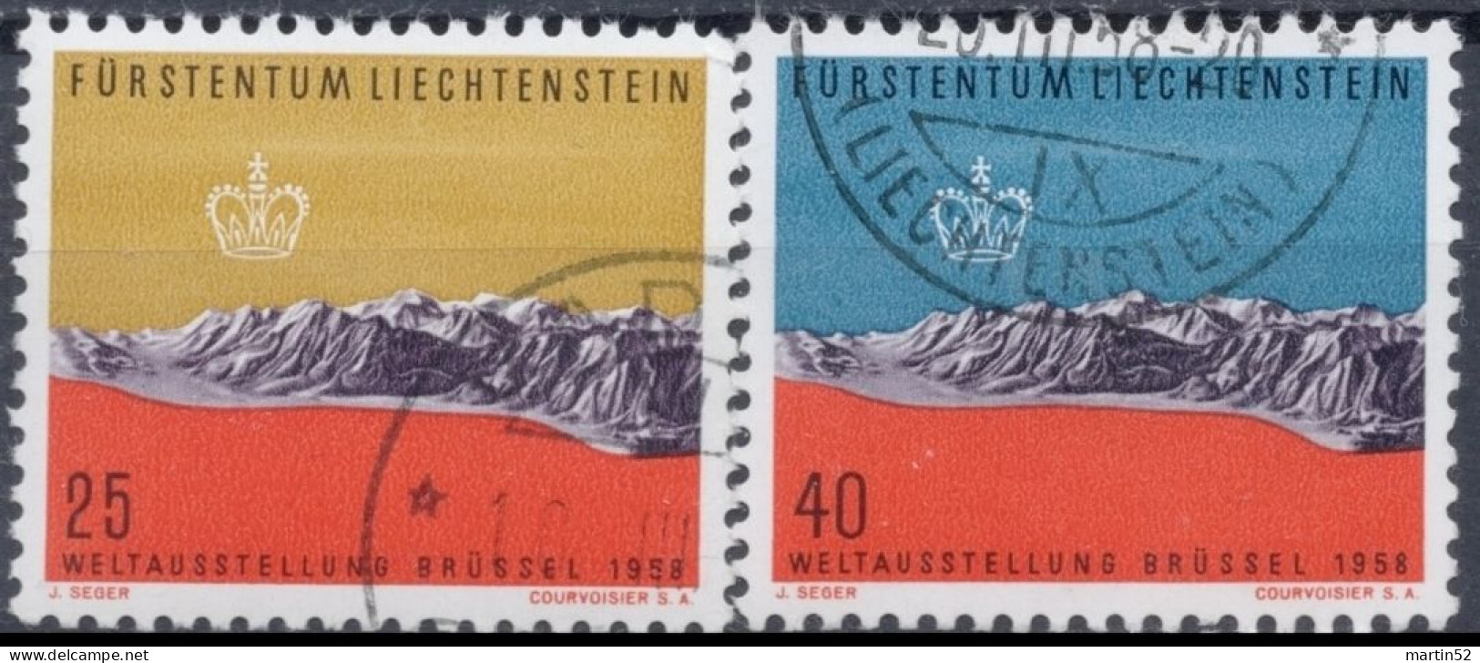 Liechtenstein 1958: Expo Bruxelles' 58 Zu 313-314 Mi 369-370 Yv 331- Gestempelt Obliterée Used (Zumstein CHF 2.50) - Used Stamps