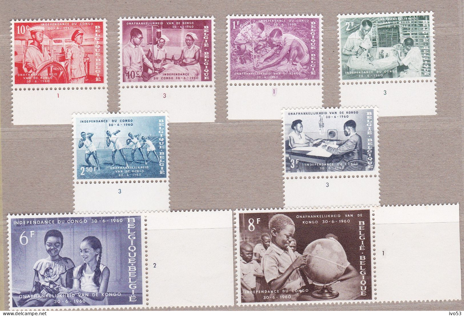 1960 Nr 1139-46** Zonder Scharnier.Plaatnummers.Onafhankelijkheid Congo.OBP 15 Euro. - ....-1960