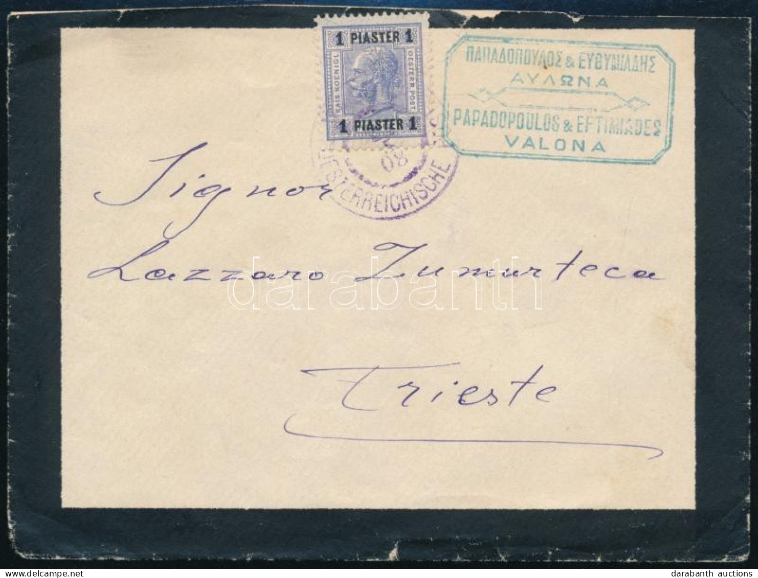 Ausztria Levant 1908 Levél Valonából Triesztbe - Autres & Non Classés