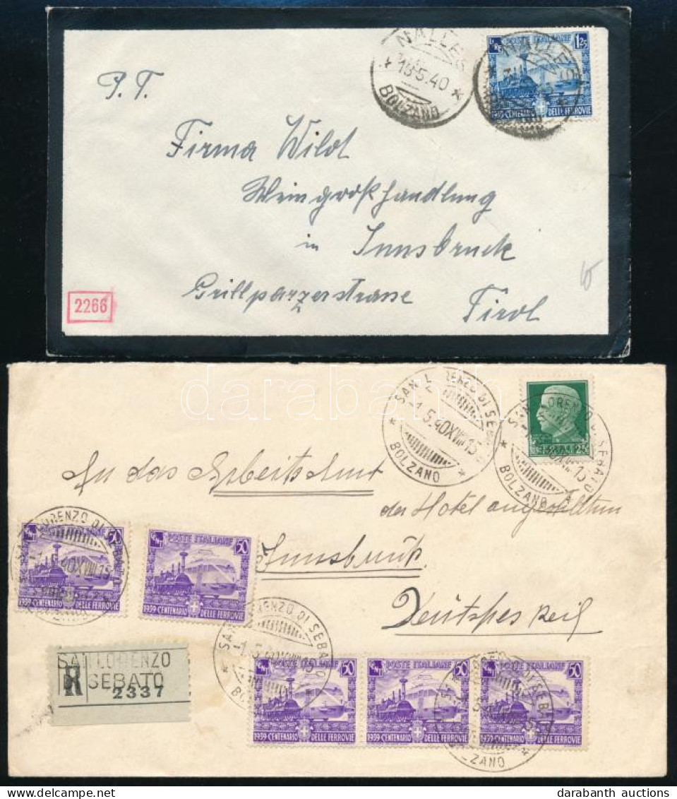 Olaszország 1940 2 Db Levél (egyik Ajánlott) A Vasútjubileum Sor Bélyegeivel Innsbruckba - Autres & Non Classés