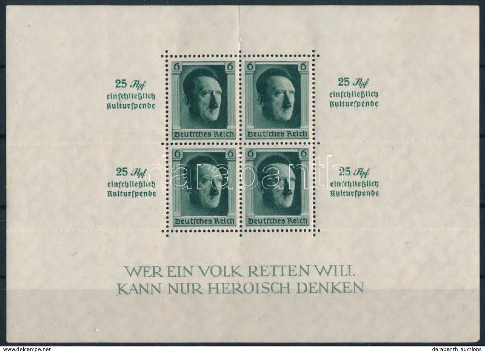 ** Deutsches Reich 1937 Mi Block 9 (Mi EUR 320,-) (felül Szakadás, Gumihiba / Torn Above, Gum Disturbance) - Sonstige & Ohne Zuordnung