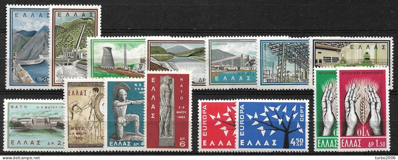 GREECE 1962 Complete All Sets MNH Vl. 850 / 864 - Full Years