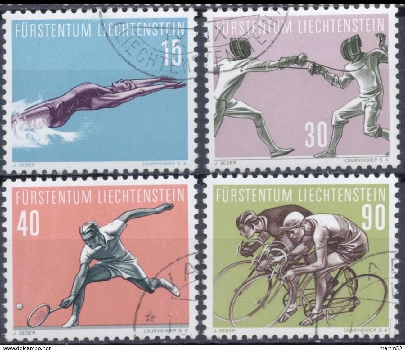 Liechtenstein 1958: Sport V Zu 309-312 Mi 365-368 Yv 327-330 Mit Eck-Stempel Von VADUZ (Zu CHF 30.00) - Usados