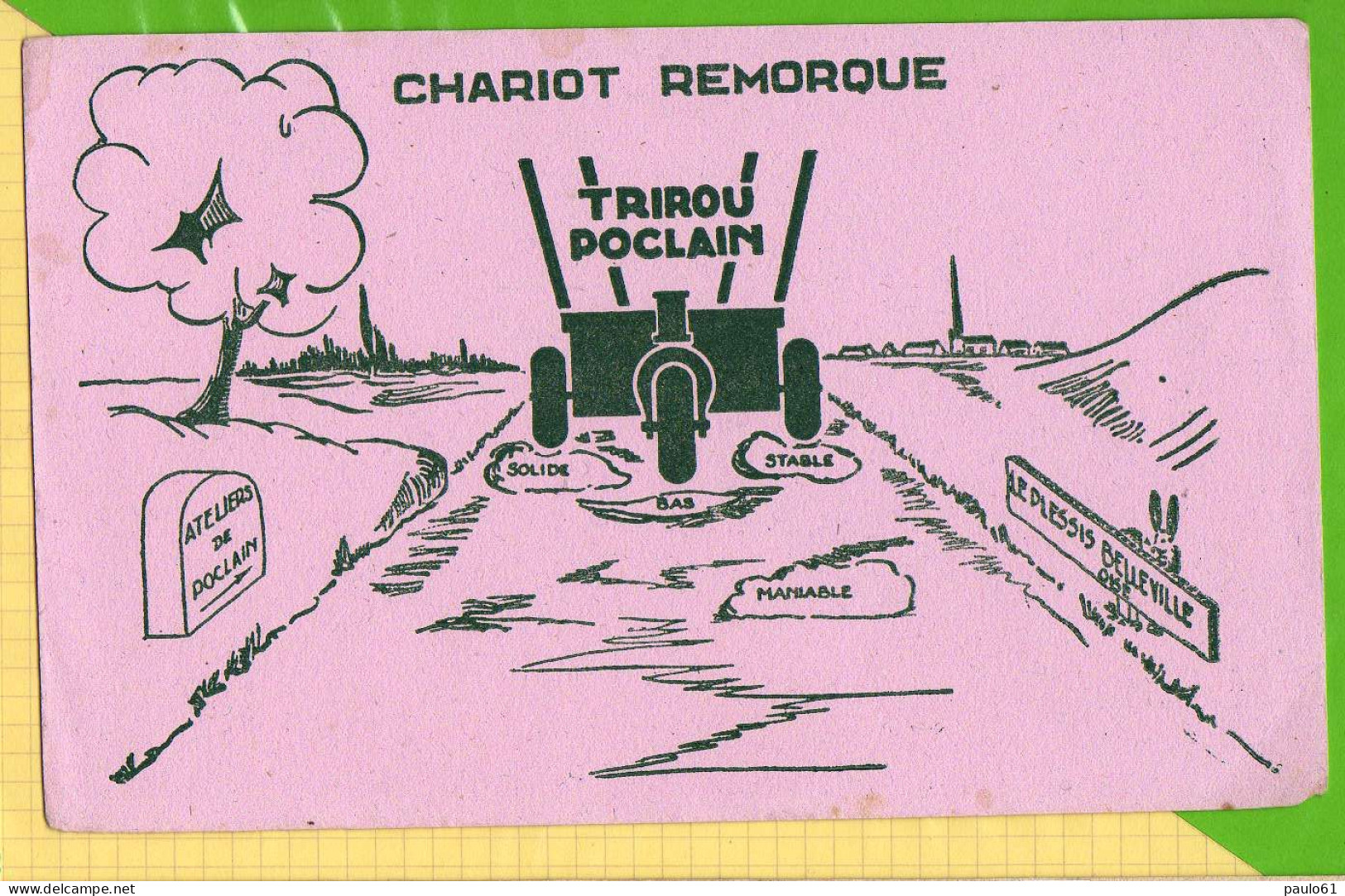 BUVARD  :  Chariot RemorqueTRIROU POCLAIN  LE PLAISSIS BELLEVILLE - Agricultura