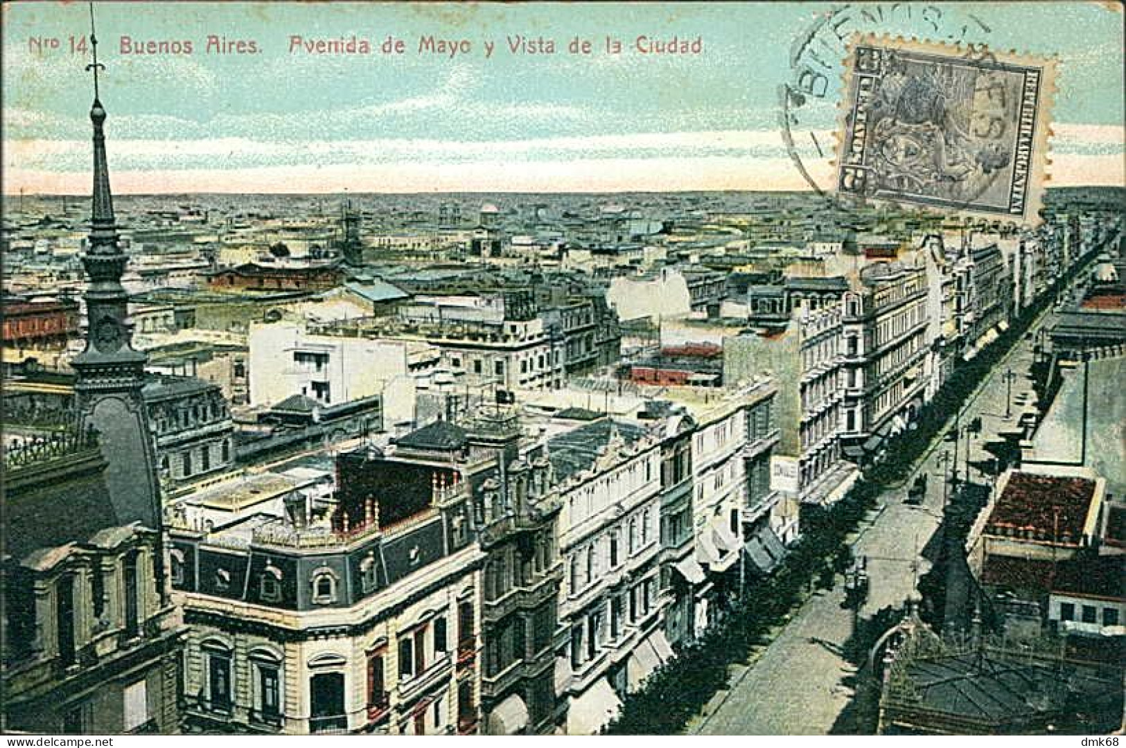 ARGENTINA - BUENOS AIRES - AVENIDA DE MAYO Y VISTA DE LA CIUDAD - EDICION FUMAGALLI - 1910s / STAMP (17835) - Argentine