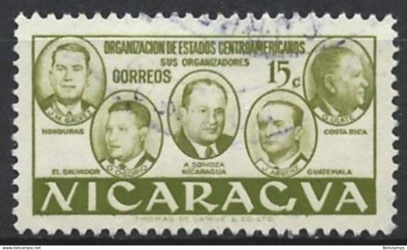 Nicaragua 1953. Scott #743 (U) Presidents Of Five Central American Republics - Nicaragua