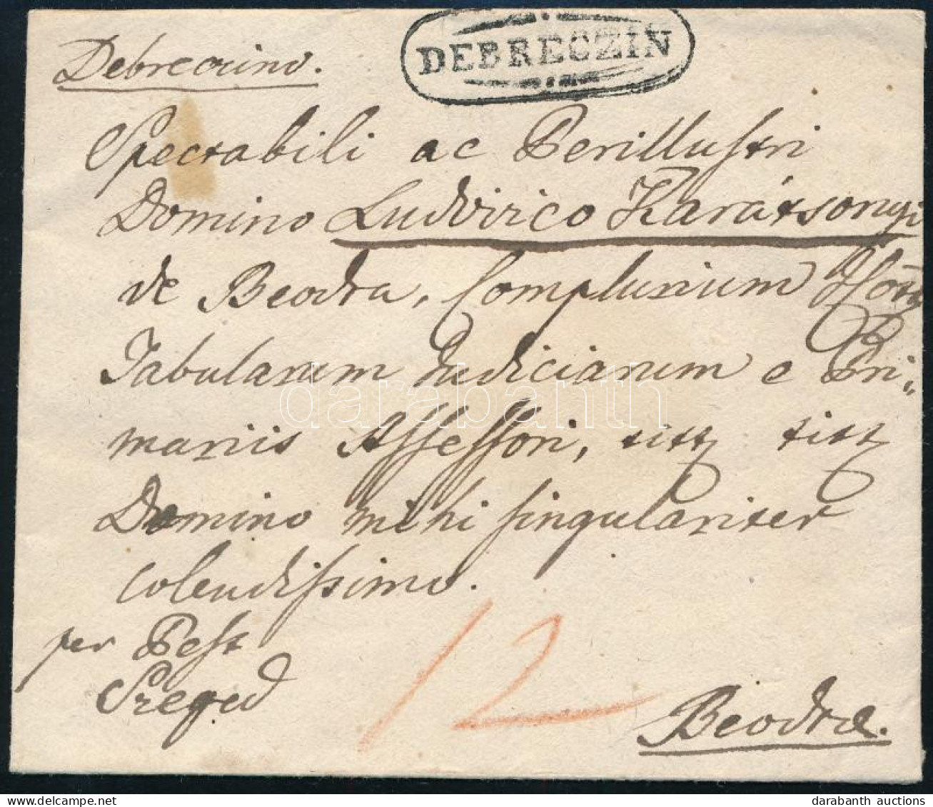 1830 Portós Levél "DEBRECZIN" - Beodra - Other & Unclassified