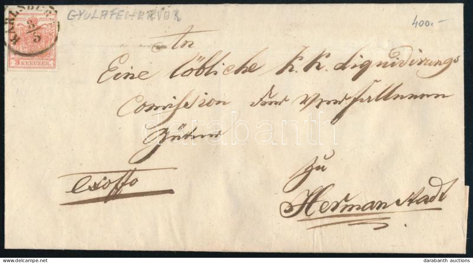 1854 3kr Levélen "KARLSBURG" - Otros & Sin Clasificación