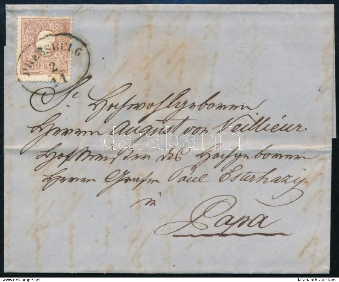 ~1858 10kr Levélen "PRESSBURG" - Pápa - Other & Unclassified