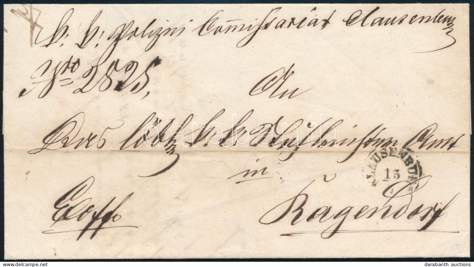 1860 Ex Offo "CLAUSENBURG" - Kék / Blue "RAGENDORF" Szép érkezési Bélyegzéssel A Hátoldalon (Gudlin 500 P) - Other & Unclassified