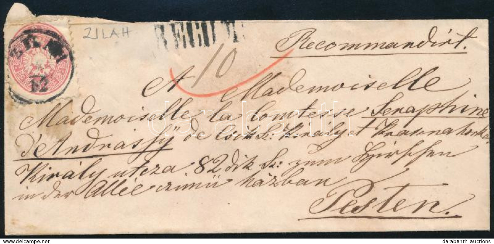 ~1864 Ajánlott Levél 5kr és Eltépett / Torn 10kr Bélyeggel "ZILAH" - Other & Unclassified