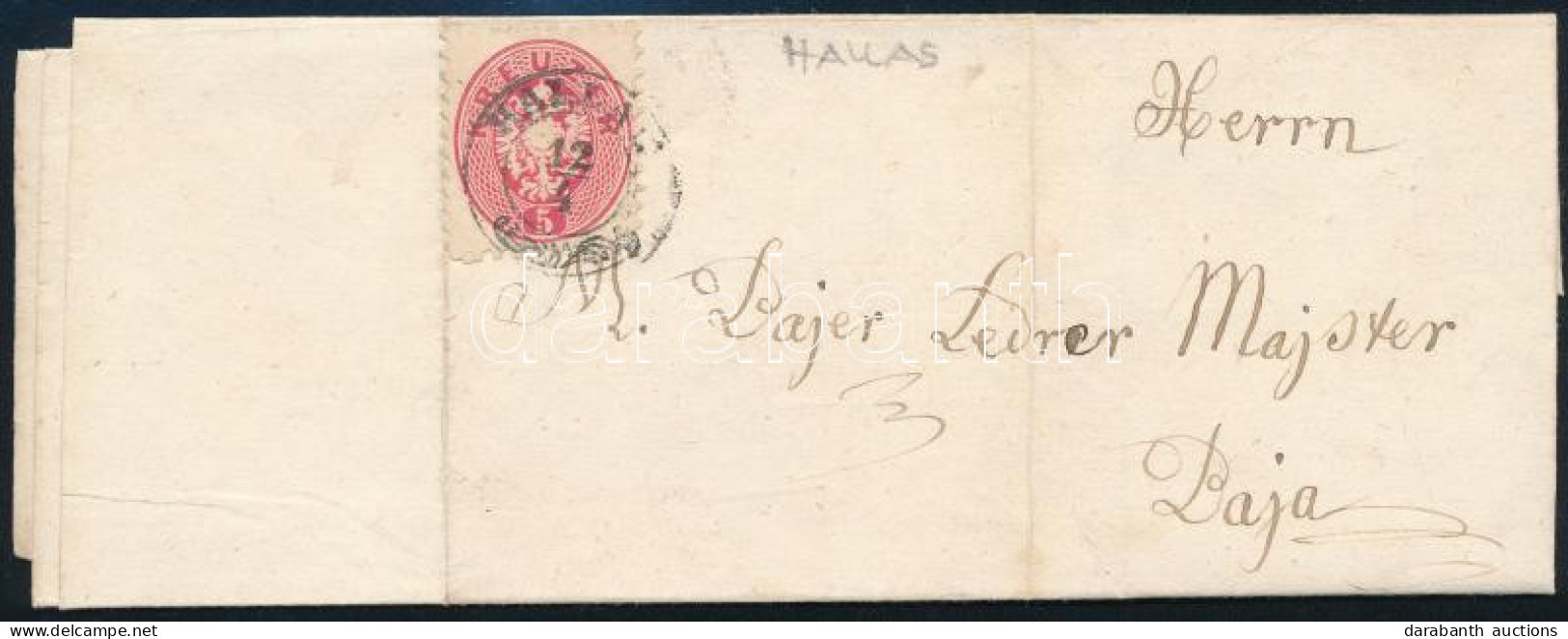 1864 5kr Levélen / On Cover "HALLAS" - Baja - Other & Unclassified