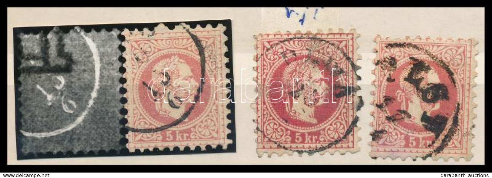 O 1867 3 X 5kr, 2 Db Nagy Vízjeldarab + 1 Db Kis Részlet - Otros & Sin Clasificación