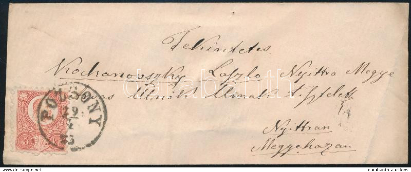 1873 Réznyomat 5kr Levélen "POZSONY" - Other & Unclassified