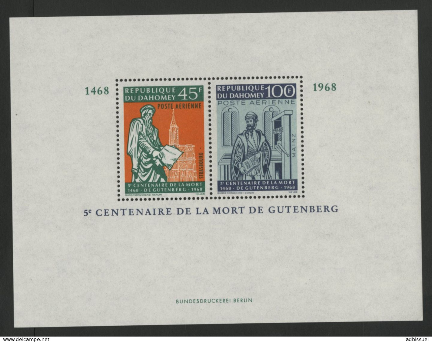 BF Bloc Feuillet N° 13 Neuf ** (MNH) Cote 5 € GUTENBERG En 1968 TB - Benin – Dahomey (1960-...)