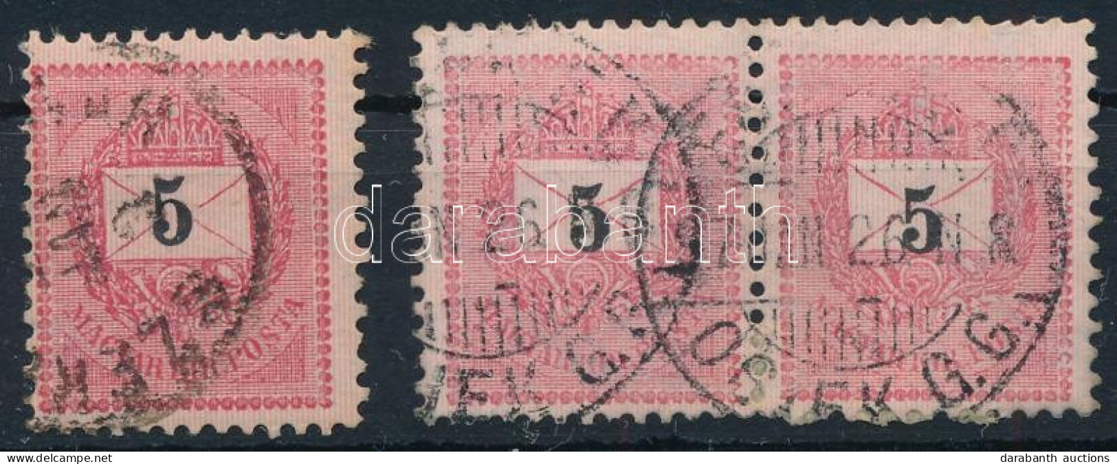 O 1889 3 X 5kr Elcsúszott értékszámmal / With Shifted Numbers - Otros & Sin Clasificación