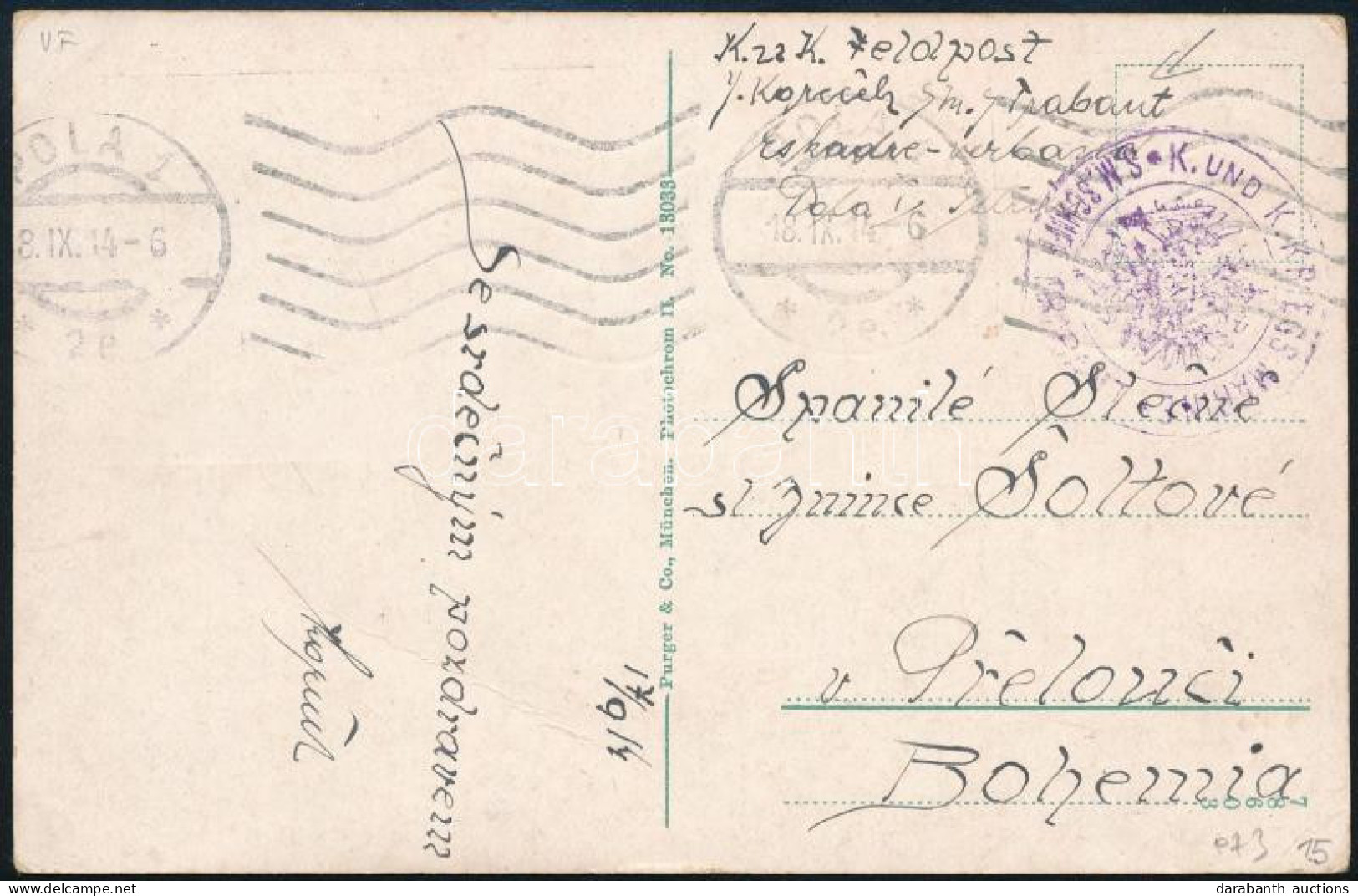1914 Tábori Posta Képeslap "S.M. SCHIFF TRABANT" - Sonstige & Ohne Zuordnung
