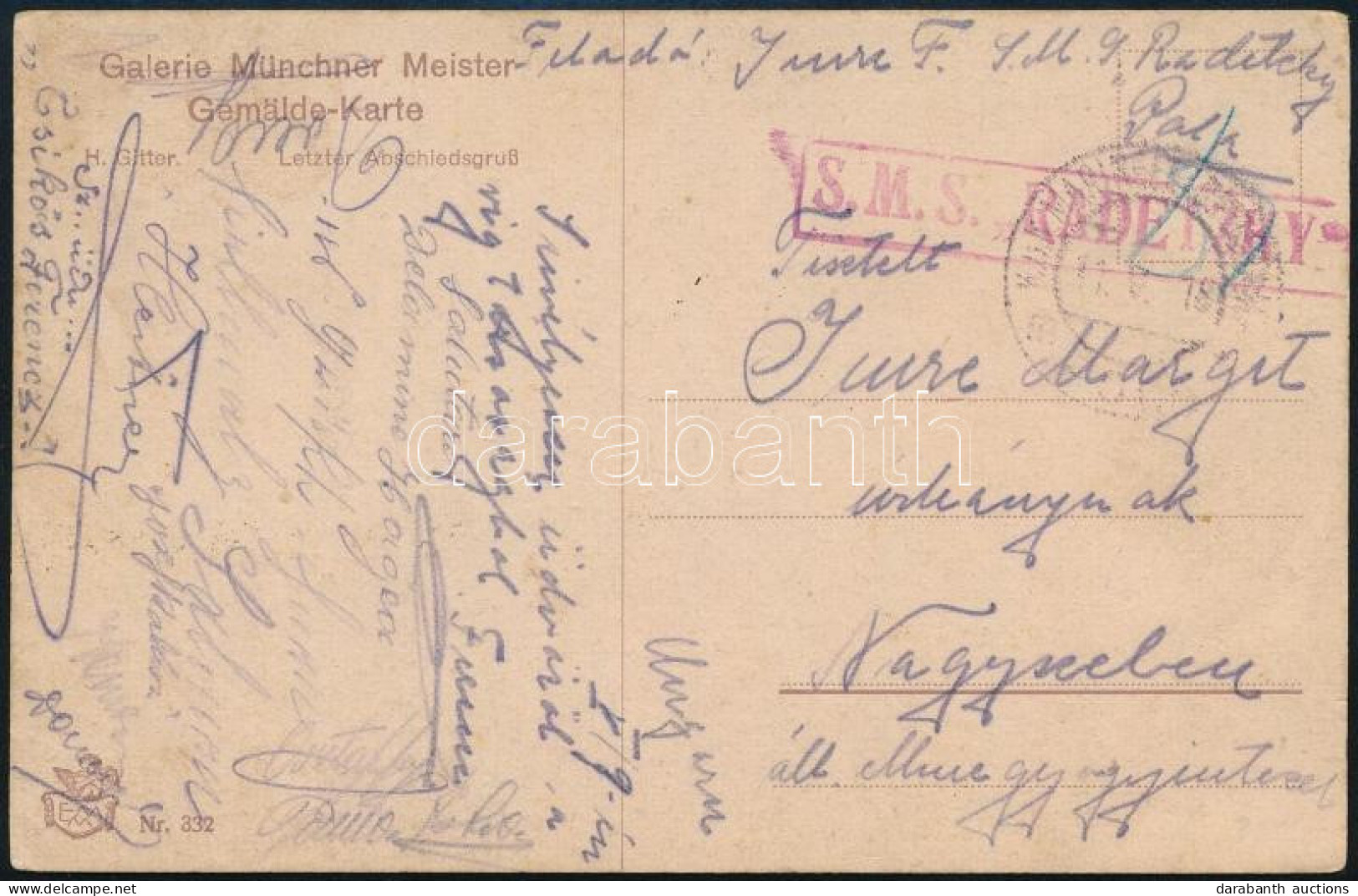 1918 Tábori Posta Képeslap Piros / Red "S.M.S RADETZKY", "K.u.K. MARINEFELDPOSTAMT / POLA" Nagyszebenbe Küldve - Sonstige & Ohne Zuordnung