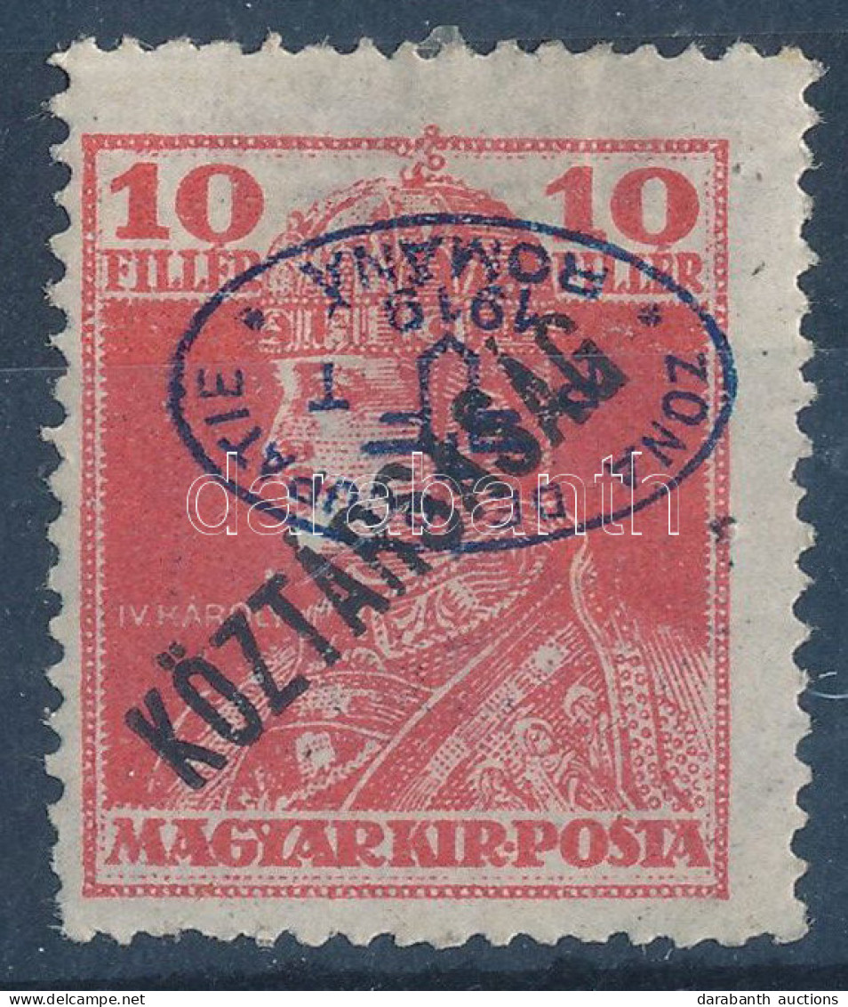 * Debrecen I. 1919 Károly 10f Fordított Felülnyomással, Bodor Vizsgálójellel (**55.000) - Otros & Sin Clasificación