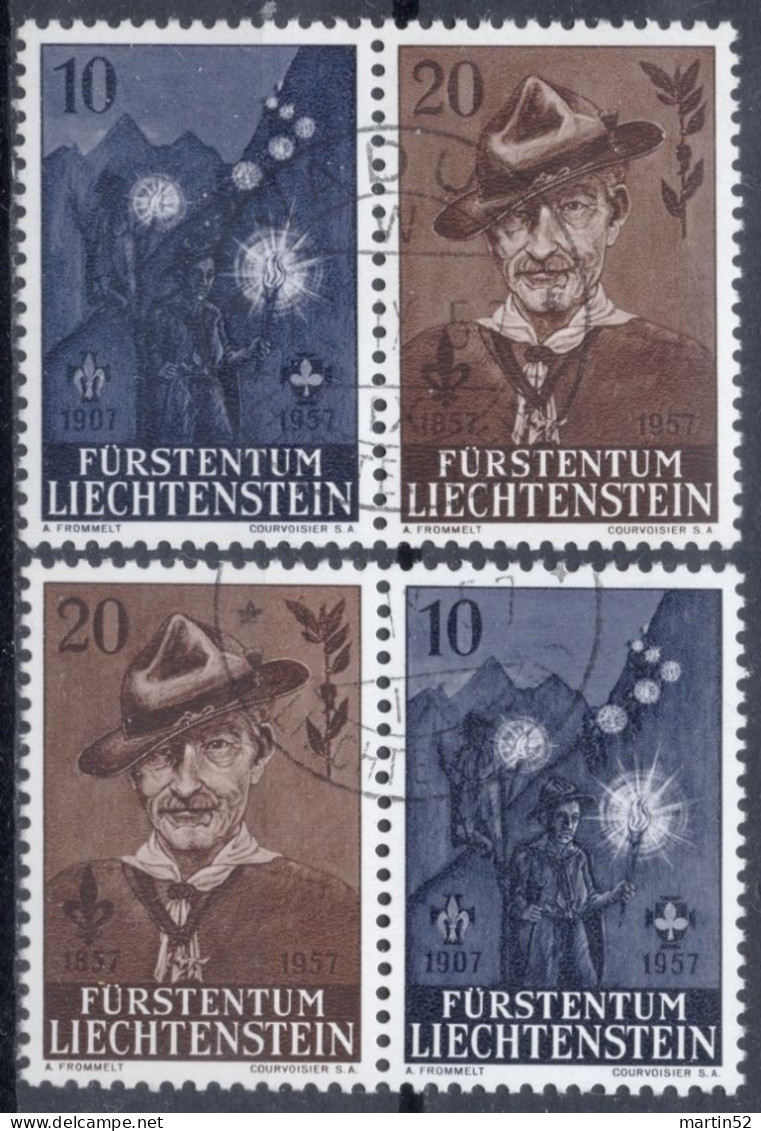 Liechtenstein 1957: Baden-Powell & Scouts Zu 304-305 Mi 360-361 Yv 322-323 (Z3+Z4) ET-⊙ VADUZ 10.IX.57 (Zu CHF 10.00) - Oblitérés