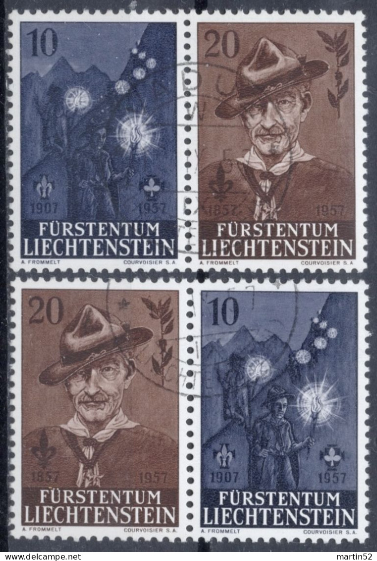 Liechtenstein 1957: Baden-Powell & Scouts Zu 304-305 Mi 360-361 Yv 322-323 (Z3+Z4) ET-⊙ VADUZ 10.IX.57 (Zu CHF 10.00) - Gebraucht