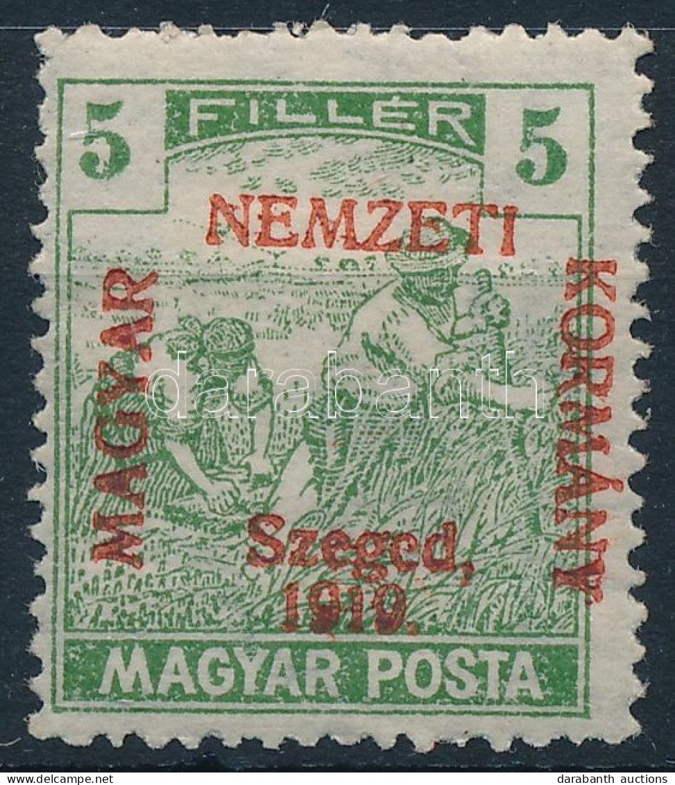 * Szeged 1919 Magyar Posta 5f Próbanyomat Bodor Vizsgálójellel. A Katalógus Ezt Az értéket Nem Hozza! - Altri & Non Classificati