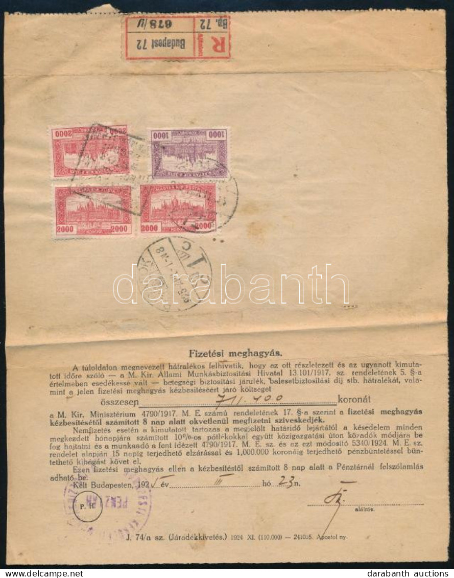 1925 Ajánlott Nyomtatvány 7000K Bérmentesítéssel - Other & Unclassified