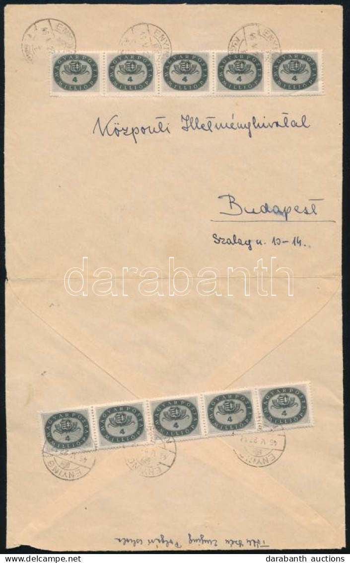 1946 (16. Díjszabás) Levél 2 Db Milliós 4 Millió P ötöscsíkkal Bérmentesítve "ENYING" - Budapest - Altri & Non Classificati