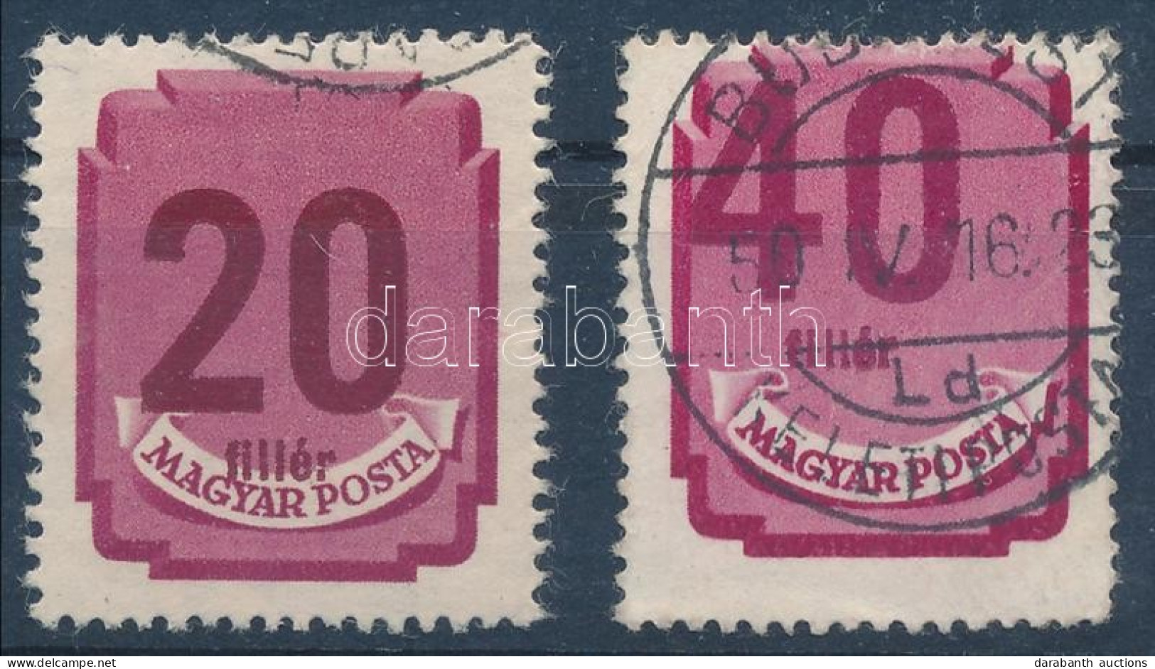O 1946 Forint-fillér Portó 20f és 40f Elcsúszott értékszámokkal / Mi 181X + 183X Postage Due Stamps With Shifted Numbers - Altri & Non Classificati