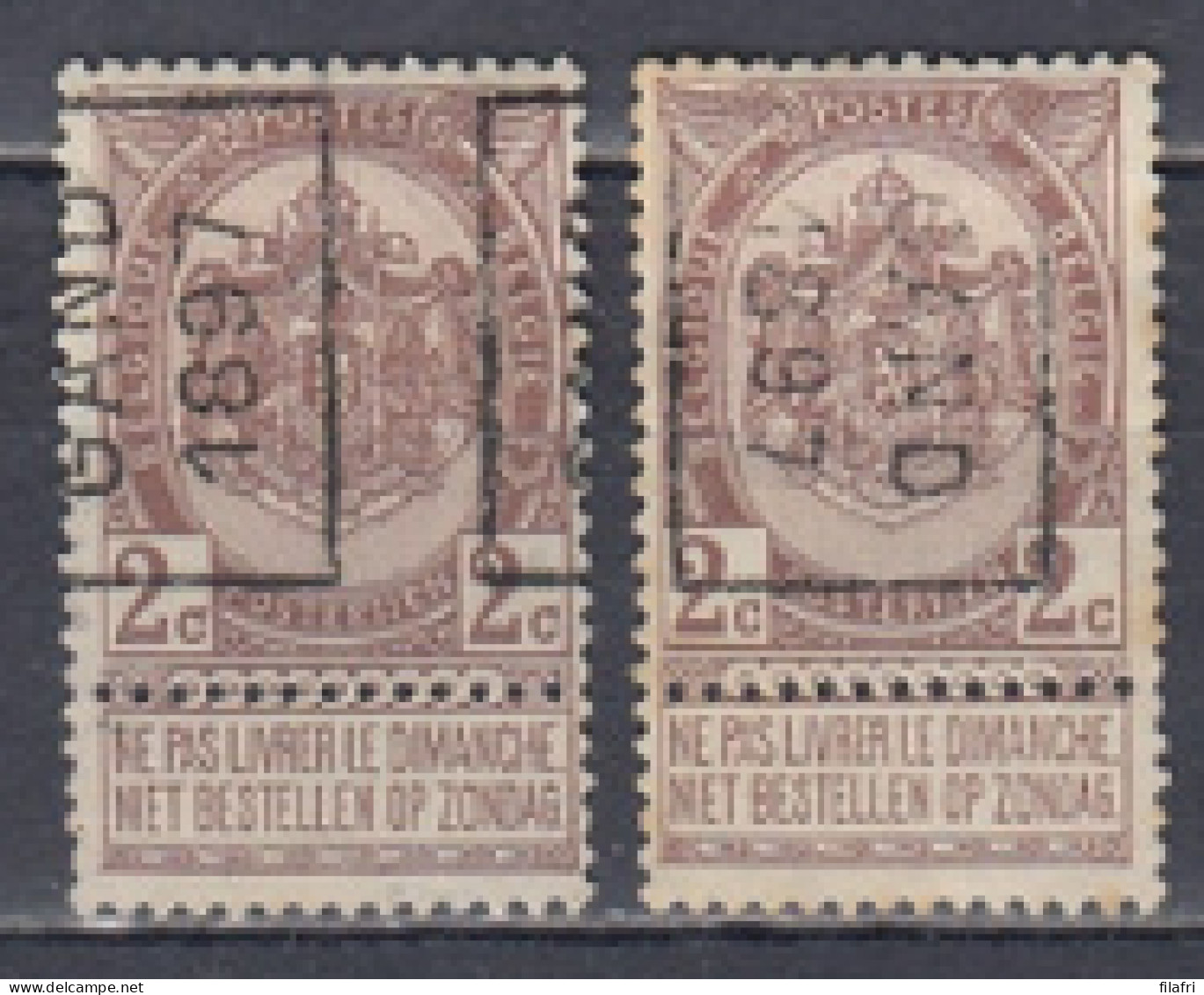 119 Voorafstempeling Op Nr 55 - GAND 1897 - Positie A & B - Rolstempels 1894-99