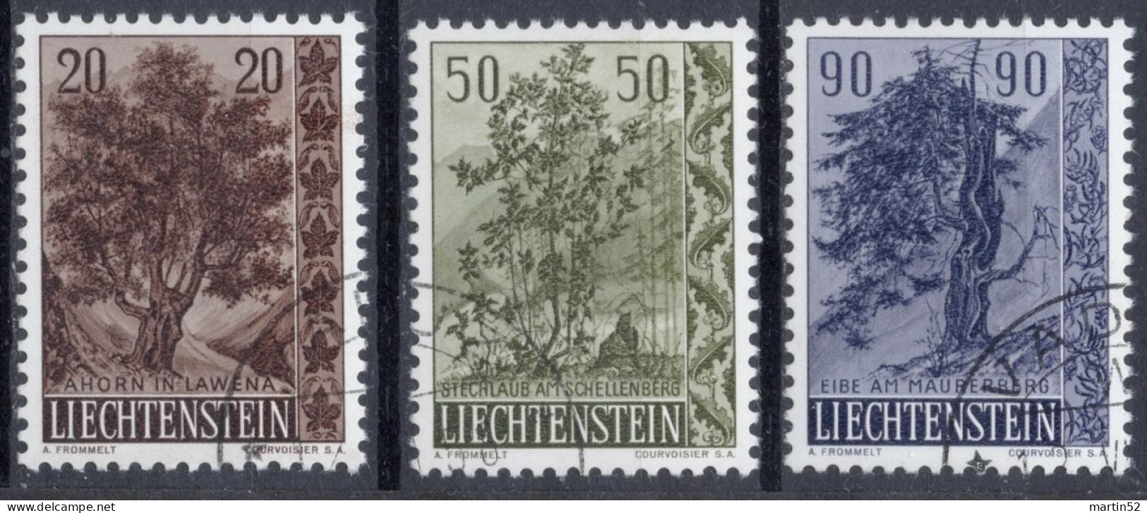 Liechtenstein 1958: Bäume II. Arbres Trees Zu 315-317 Mi 371-373 Yv 333-335 ET-⊙ VADUZ 12.VIII.58 (Zumstein CHF 12.00) - Oblitérés