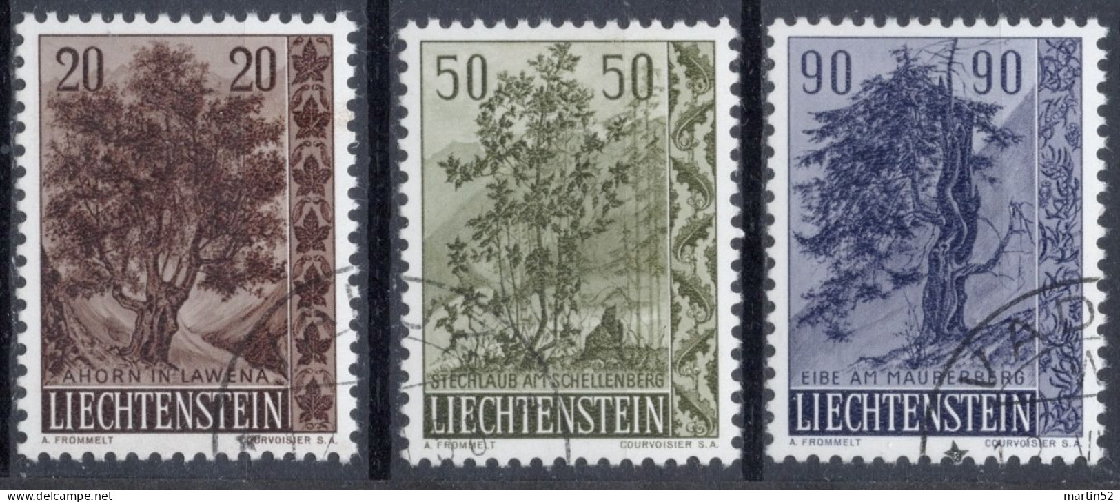 Liechtenstein 1958: Bäume II. Arbres Trees Zu 315-317 Mi 371-373 Yv 333-335 ET-o VADUZ 12.VIII.58 (Zumstein CHF 12.00) - Gebraucht