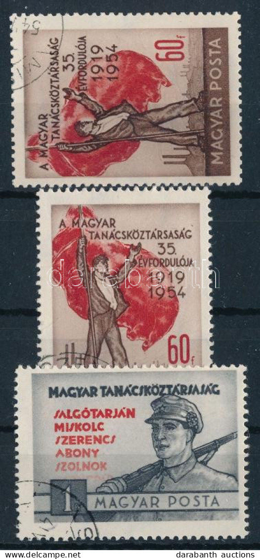 O 1954 Magyar Tanácsköztársaság 3 Db Bélyeg Számvízjellel - Autres & Non Classés