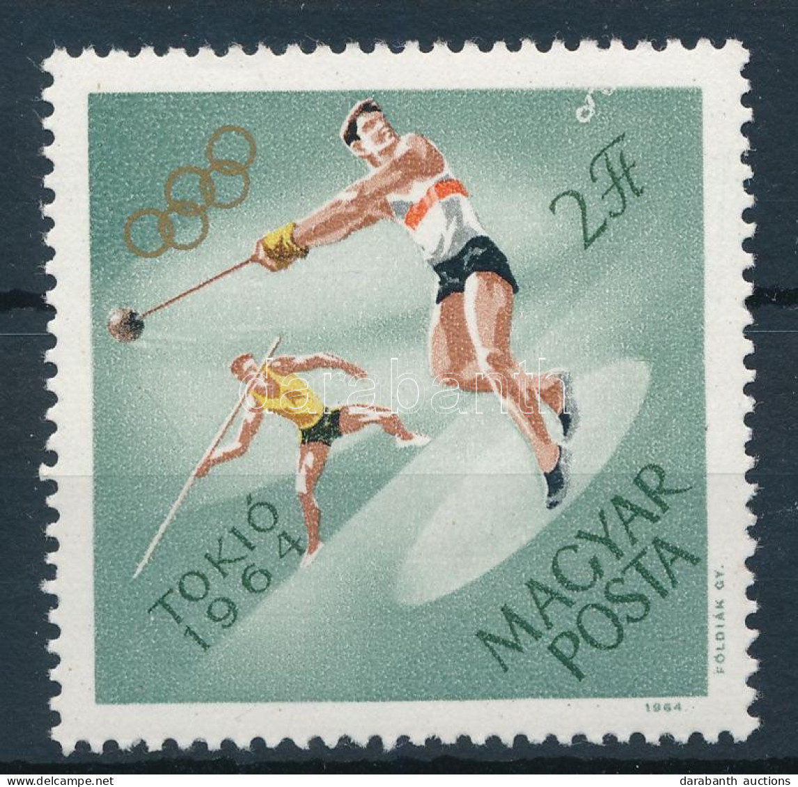 ** 1964 Olimpia (IV.) - Tokió 2 Ft Görbe Fehér Vonal Az értékjelzés Felett - Altri & Non Classificati